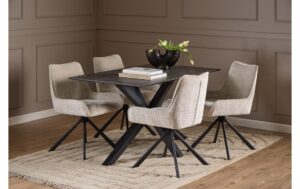 1902537_6 - Mediatech AC Design Esszimmerstuhl Eddie 2 Stück Stahl/Textil, Beige