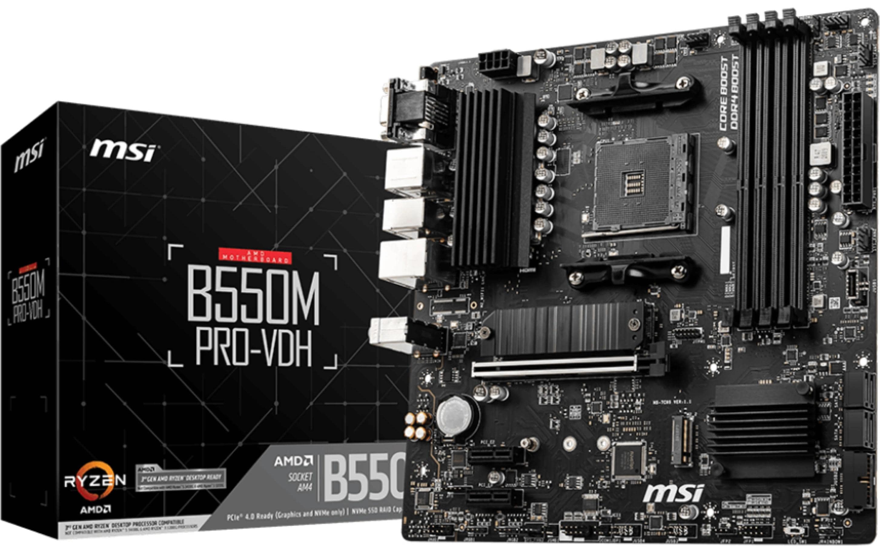 1906266 - Mediatech MSI B550M PRO-VDH, AM4, mATX AMD B550, 4x DDR4, PCIe 4.0, HDMI, DP kaufen Schweiz | Mediatech.ch
