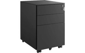 1910933 - Mediatech Songmics Rollcontainer schwarz, Schloss 52x39x60cm, mit 3 Schubladen kaufen Schweiz | Mediatech.ch