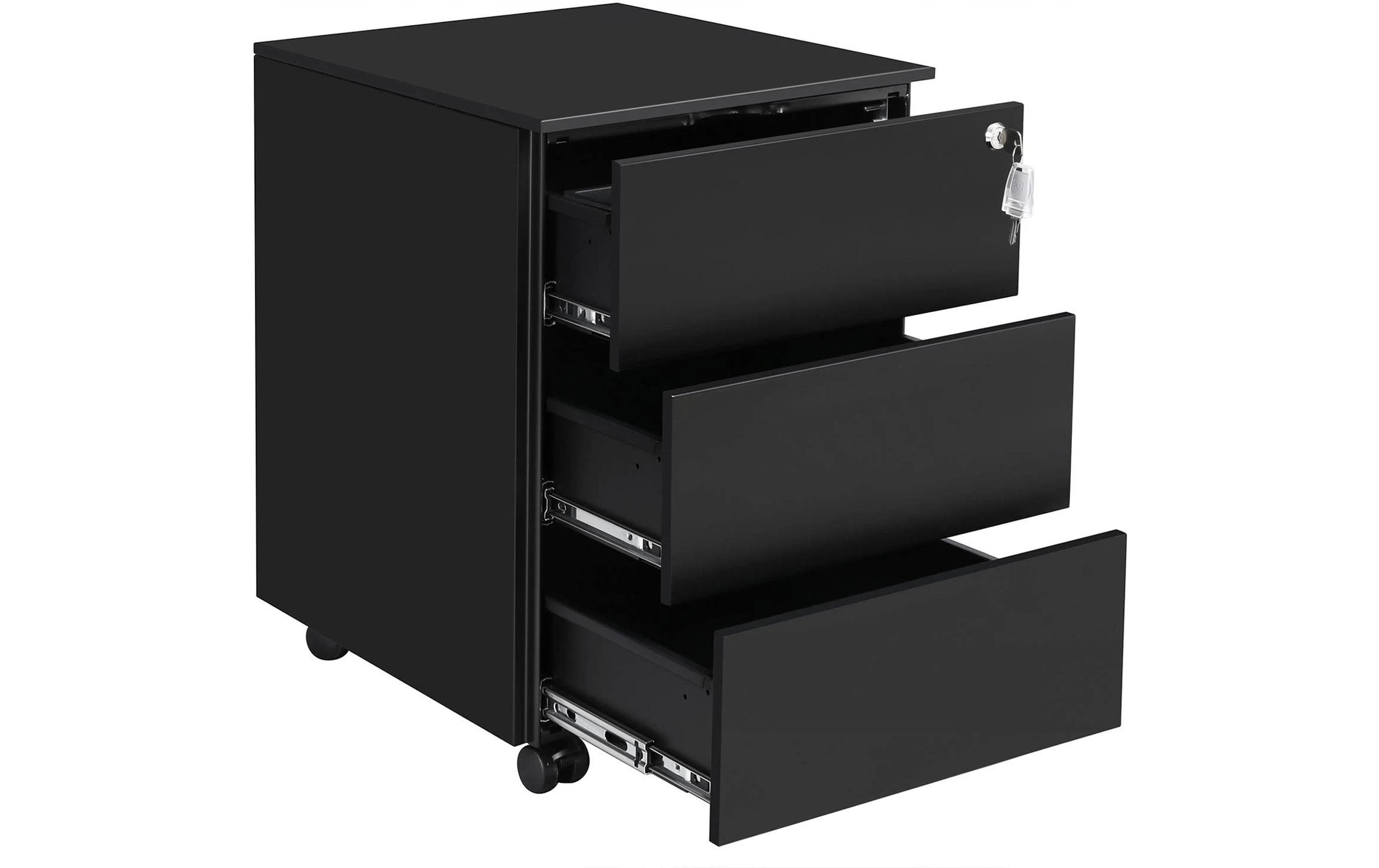 1910933_1 - Mediatech Songmics Rollcontainer schwarz, Schloss 52x39x60cm, mit 3 Schubladen