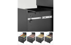 1910933_4 - Mediatech Songmics Rollcontainer schwarz, Schloss 52x39x60cm, mit 3 Schubladen