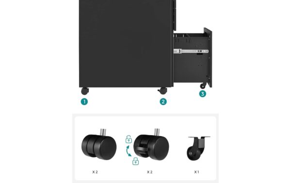 1910933_5 - Mediatech Songmics Rollcontainer schwarz, Schloss 52x39x60cm, mit 3 Schubladen