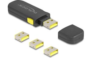 Delock USB Port Blocker Set, USB-A, 4 Stk Schutz von USB-Ports, mit Verschlusswerkzeug