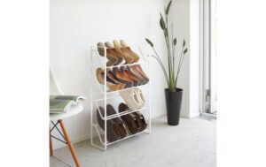 Yamazaki Schuhregal Frame Stahl, B 53 x T 17.5 x H 80 cm, Weiss
