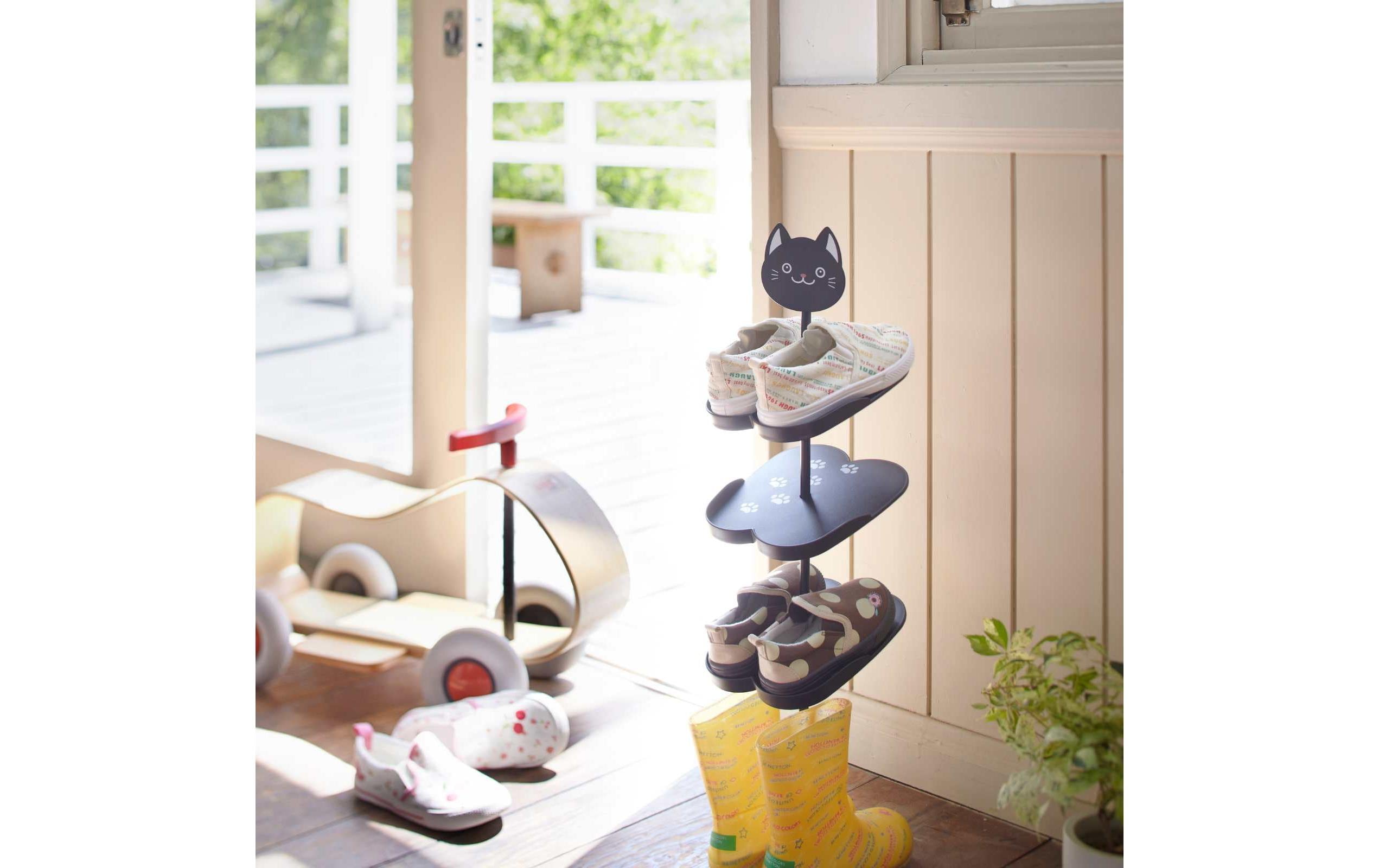 1912758_1 - Mediatech Yamazaki Kinder-Schuhregal Katze Stahl, B 18 x T 18 x H 67 cm, Schwarz