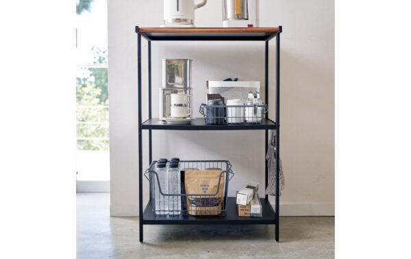 Yamazaki Lagerregal Tower Stahl/MDF, B 60 x T 46.5 x H 90 cm, Schw.