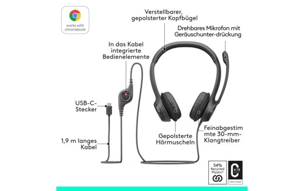 1913515_5 - Mediatech Logitech H390 USB-C Computer Headset Mikrofon, USB-C