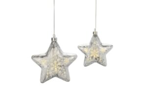 1920311 - Mediatech STT LED Glas Star Set silber 2 Stk. 25LED ww, D15/18cm, exkl. 6xAA, Timer 6/18 kaufen Schweiz | Mediatech.ch