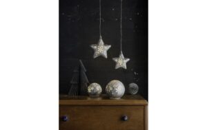 1920311_1 - Mediatech STT LED Glas Star Set silber 2 Stk. 25LED ww, D15/18cm, exkl. 6xAA, Timer 6/18