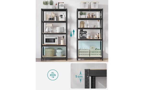 1920928_5 - Mediatech Songmics Regal, 2 Stück, Schwarz-Braun 5 Ablagen, 90x40x180 cm (LxBxH),Stahl, Holz