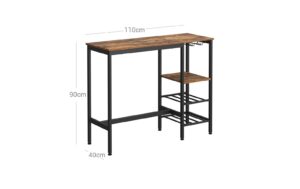 1920946_1 - Mediatech Vasagle Bartisch Industrial Braun-Schwarz 110x40x90 cm, Sperrholz, Stahl