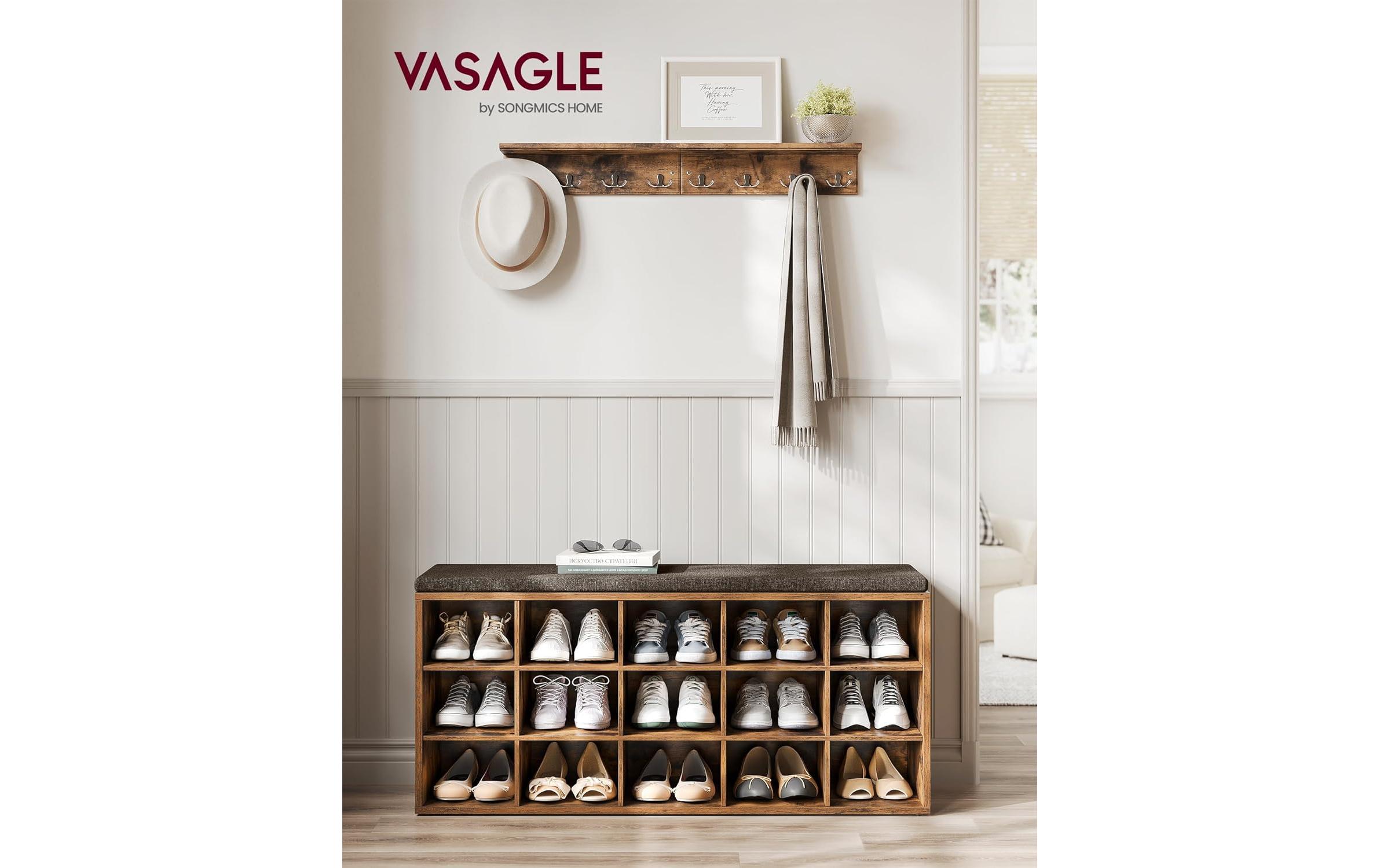 1920959_1 - Mediatech Vasagle Schuhschrank Industrial mit Polster 105x30x48 cm, Spanplatten