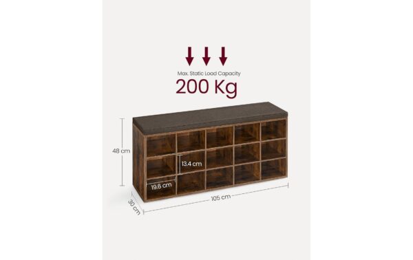 1920959_2 - Mediatech Vasagle Schuhschrank Industrial mit Polster 105x30x48 cm, Spanplatten