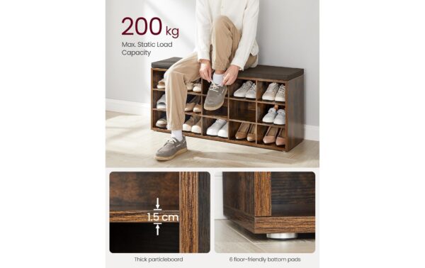 1920959_4 - Mediatech Vasagle Schuhschrank Industrial mit Polster 105x30x48 cm, Spanplatten