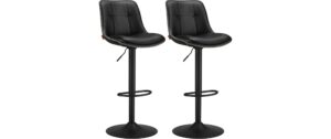 Vasagle Barhocker Schwarz, 2er Set 49.2x48.1x93.1-114.1 cm, Kunstleder