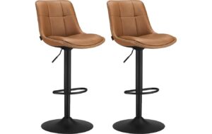 Vasagle Barhocker Braun, 2er Set 49.2x48.1x93.1-114.1 cm, Kunstleder