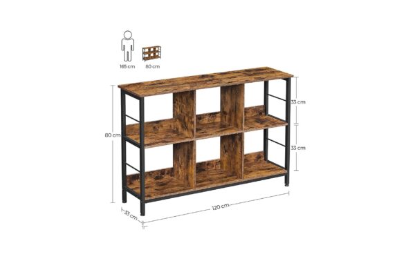 1920962_5 - Mediatech Vasagle Regal Industrial, 6 Fächer 120x33x80 cm, Spanplatte, Stahl