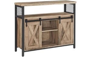 Vasagle Kommode mit Schiebetür, Camelfarben 100x33x80 cm, Spanplatte, Stahl