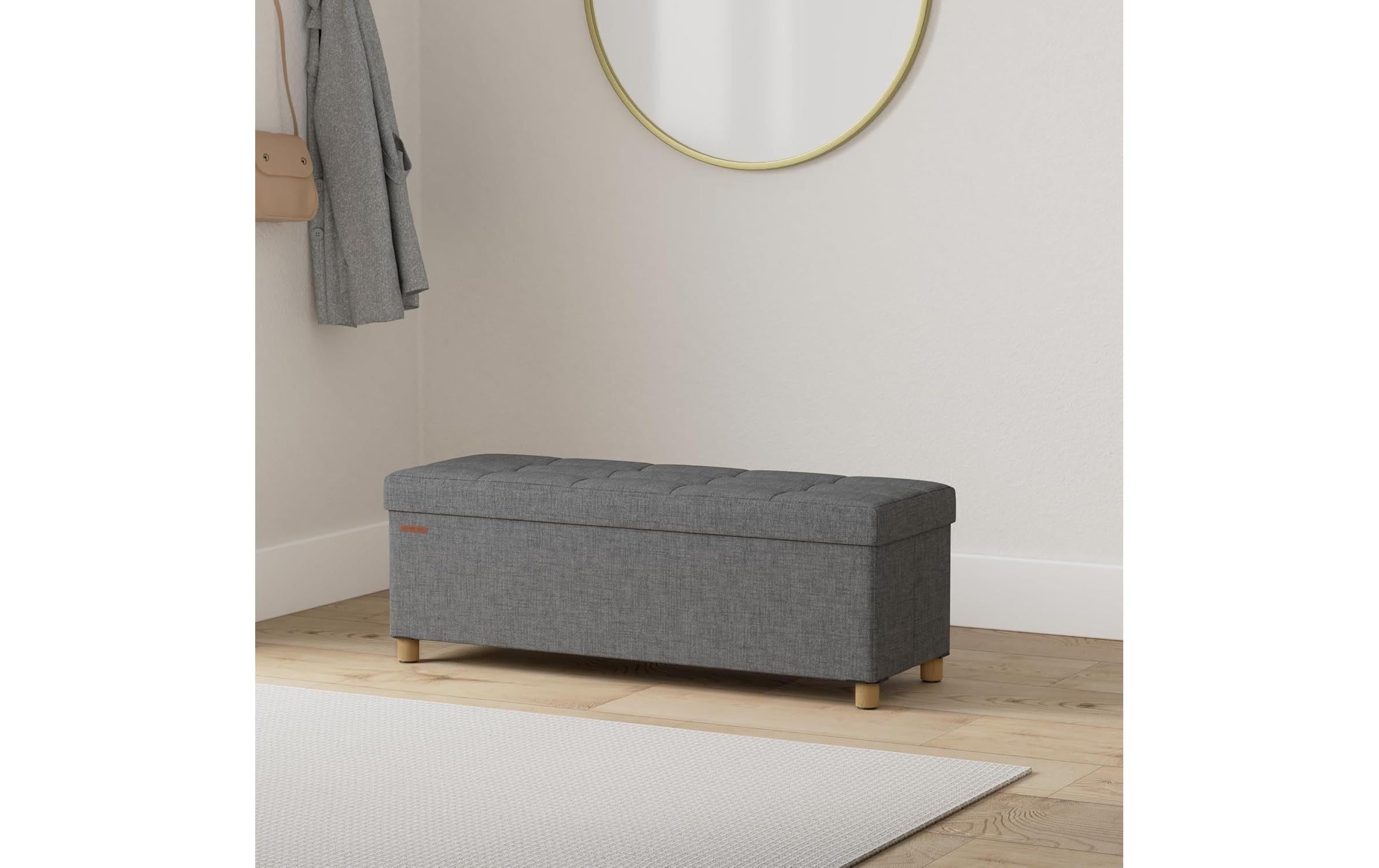 1920967_1 - Mediatech Songmics Sitztruhe Ottomane, 110x38x40 cm Dunkelgrau, MDF, Schaumstoff