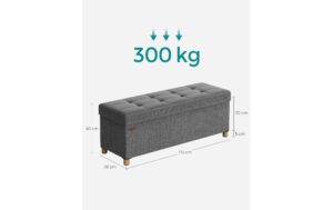 1920967_2 - Mediatech Songmics Sitztruhe Ottomane, 110x38x40 cm Dunkelgrau, MDF, Schaumstoff