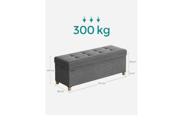 1920967_2 - Mediatech Songmics Sitztruhe Ottomane, 110x38x40 cm Dunkelgrau, MDF, Schaumstoff