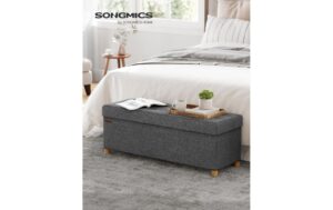 1920967_3 - Mediatech Songmics Sitztruhe Ottomane, 110x38x40 cm Dunkelgrau, MDF, Schaumstoff