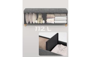 1920967_5 - Mediatech Songmics Sitztruhe Ottomane, 110x38x40 cm Dunkelgrau, MDF, Schaumstoff