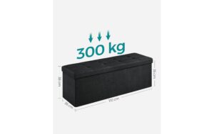 Songmics Sitztruhe Ottomane, 110x38x38 cm Schwarz, MDF, Schaumstoff
