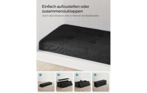 Songmics Sitztruhe Ottomane, 110x38x38 cm Schwarz, MDF, Schaumstoff