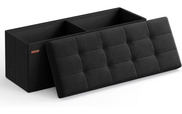 Songmics Sitztruhe Ottomane, 110x38x38 cm Schwarz, MDF, Schaumstoff