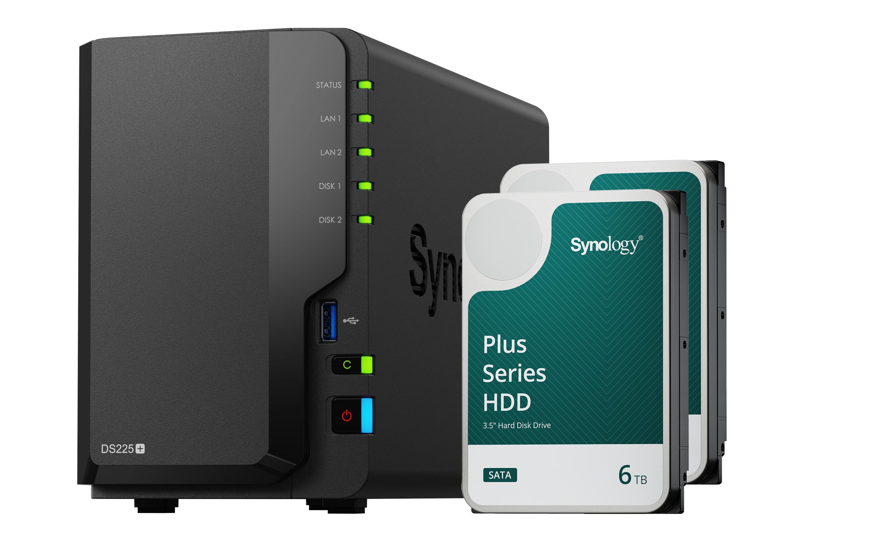 1923870 - Mediatech Synology DS225+, 2-bay NAS inkl. 2x 6TB HDD Synology Plus HAT33x kaufen Schweiz | Mediatech.ch