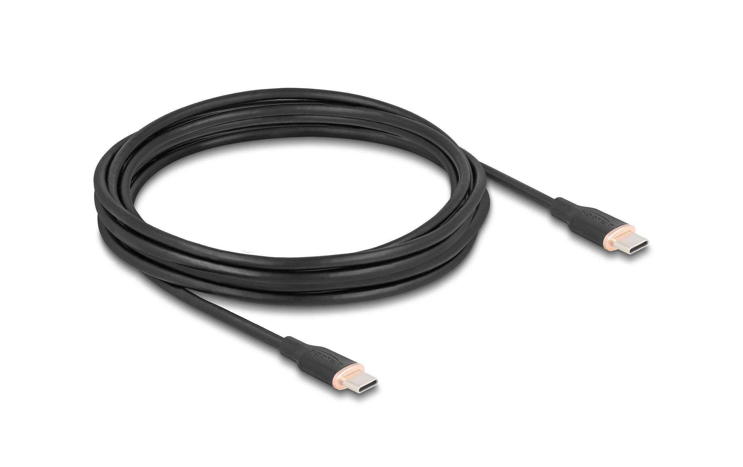 1926478 - Mediatech Delock USB-Kabel C-C, 4.0m, Silikon Kabel schwarz, USB 2.0, 60W, PD 3.0
