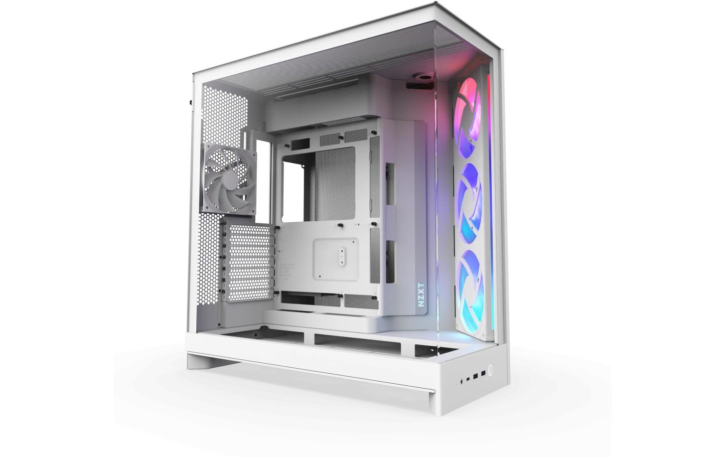 1927044 - Mediatech NZXT H9 Flow 2025 RGB Weiss E-ATX, 6x 2.5, 2x 3.5, RGB kaufen Schweiz | Mediatech.ch