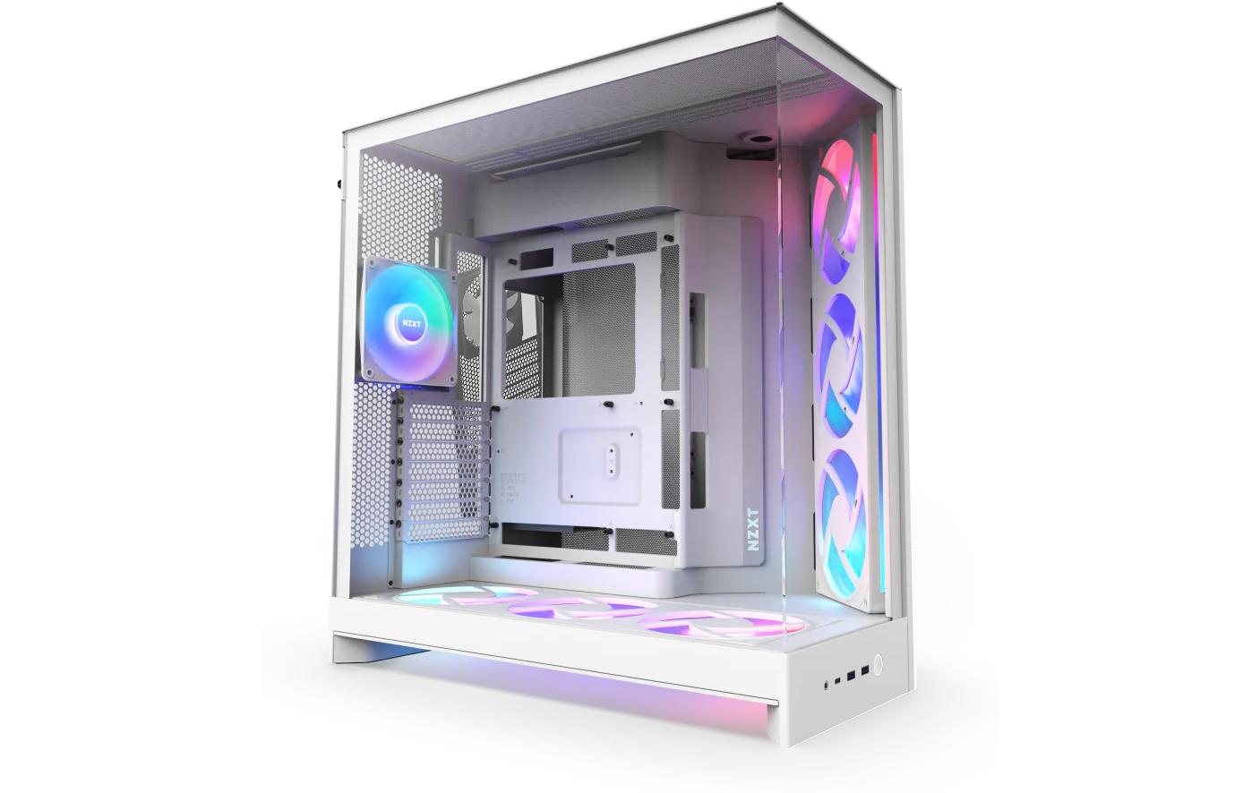 1927046 - Mediatech NZXT H9 Flow 2025 RGB+ Weiss E-ATX, 6x 2.5, 2x 3.5, RGB kaufen Schweiz | Mediatech.ch