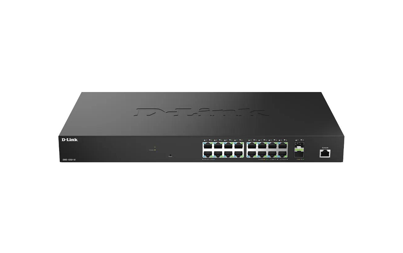 1927873_1 - Mediatech D-Link DMS-1250-18/E: 18 Port Multi-Gbit 16x 2.5Gbit, 2x 10G SFP+, Fanless