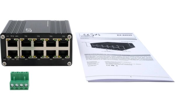 EXSYS EX-62025POE, 10-Port Switch Industrial Switch, unmanaged, PoE, 48-57VDC