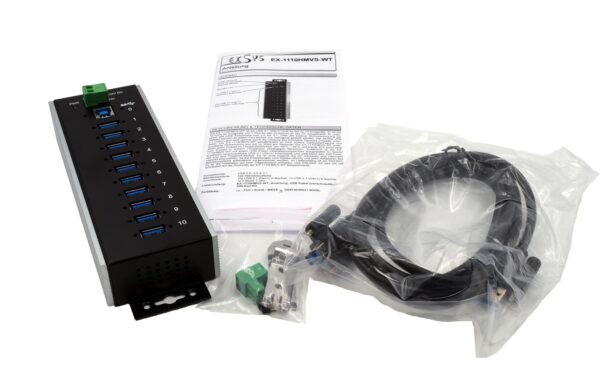 1928380_3 - Mediatech EXSYS EX-1110HMVS-WT, 10xUSB3.2, Metall HUB 15KV ESD Schutz, -40°C bis +85°C