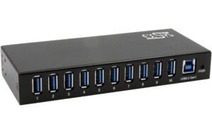 EXSYS EX-11290HMS, 10-Port USB3.2 HUB 15KV ESD Schutz, Wand+Tisch+DIN-Rail