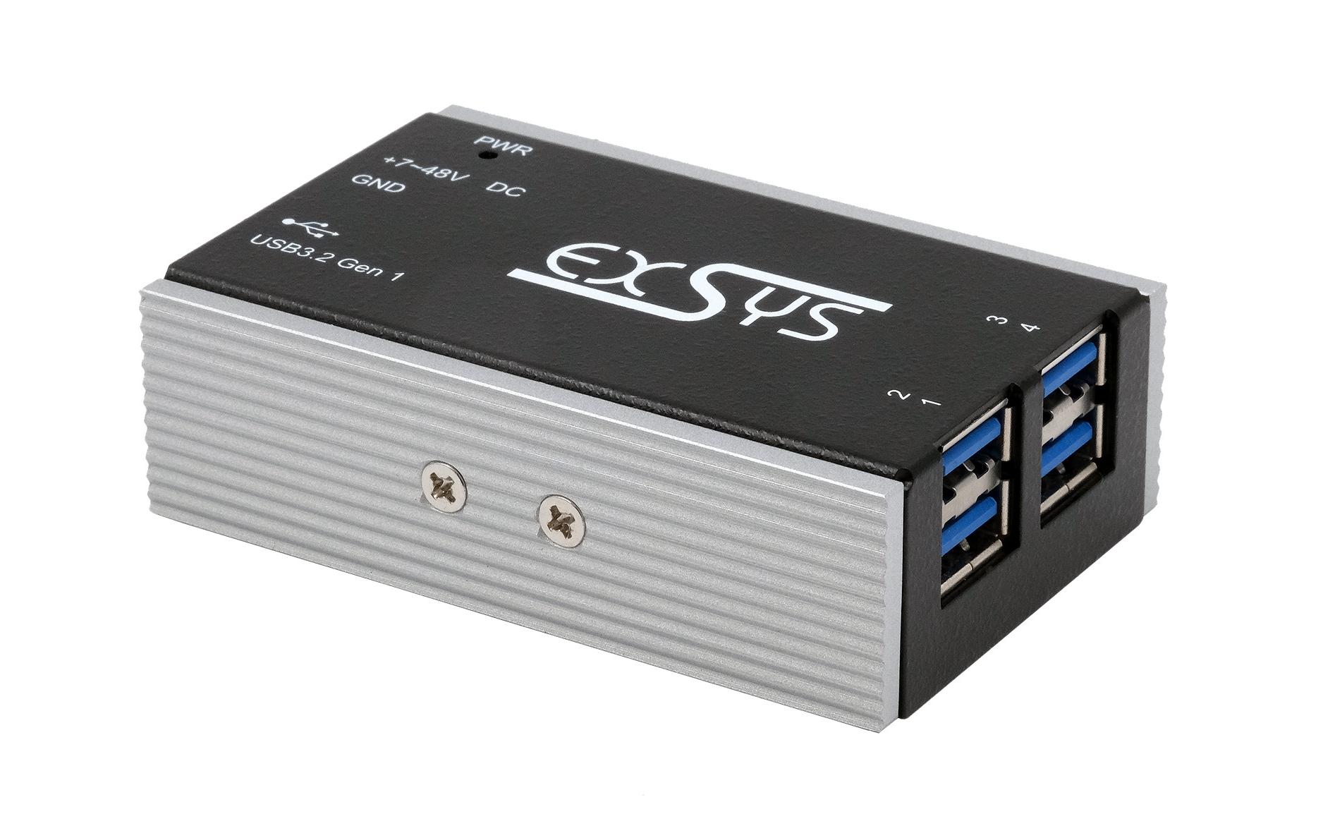 1928394_1 - Mediatech EXSYS EX-1181HMS-WT, 4x USB3.2, Metall HUB 15KV ESD Schutz, -40°C bis +85°C