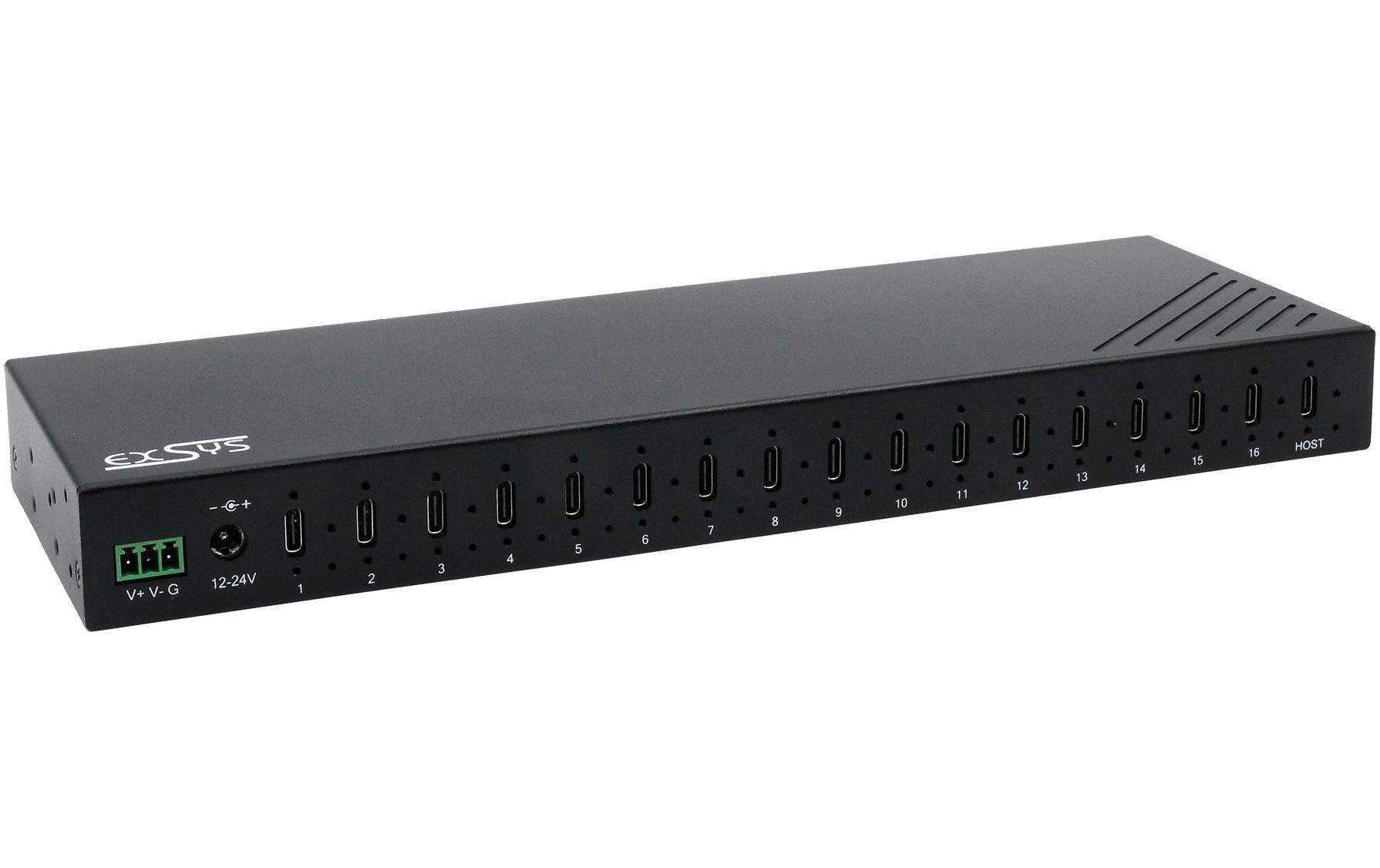 1929990 - Mediatech EXSYS EX-12276HMS, 16x USB3.2, Metall HUB 15KV ESD, 16xUSB-C, 120W kaufen Schweiz | Mediatech.ch