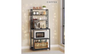 Vasagle Lagerregal mit 6Haken,Schwarz-Grau 60x40x167 cm (LxBxH), Holz, Stahl
