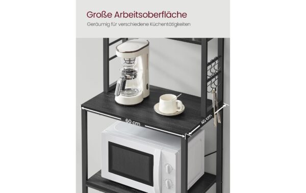 Vasagle Lagerregal mit 6Haken,Schwarz-Grau 60x40x167 cm (LxBxH), Holz, Stahl