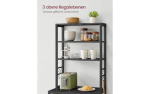 Vasagle Lagerregal mit 6Haken,Schwarz-Grau 60x40x167 cm (LxBxH), Holz, Stahl