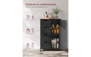 1934310_2 - Mediatech Vasagle Kommode Landhausstil, Schwarz 55x30x81 cm (LxBxH), Holz