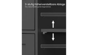 1934310_3 - Mediatech Vasagle Kommode Landhausstil, Schwarz 55x30x81 cm (LxBxH), Holz