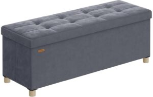 Songmics Sitztruhe Ottomane, Grau 110x38x40 cm (LxBxH), MDF, Schaumstoff