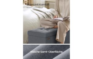 1934322_2 - Mediatech Songmics Sitztruhe Ottomane, Grau 110x38x40 cm (LxBxH), MDF, Schaumstoff