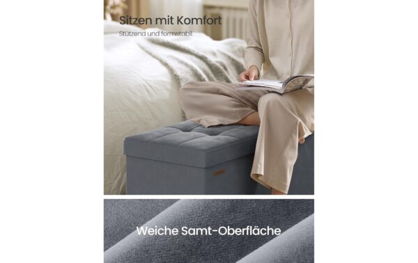 1934322_2 - Mediatech Songmics Sitztruhe Ottomane, Grau 110x38x40 cm (LxBxH), MDF, Schaumstoff