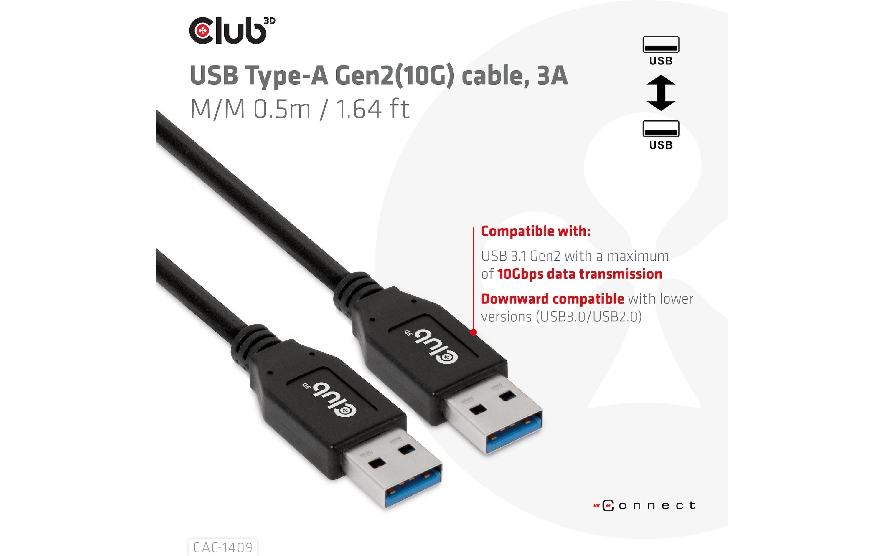 1934650_1 - Mediatech Club 3D, USB Typ-A Gen2(10G) Kabel L= 0.5 Meter
