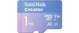 SANDISK Creator microSDXC Card 1TB UHS-I, lesen 190MB/sec, schreiben 130MB/s
